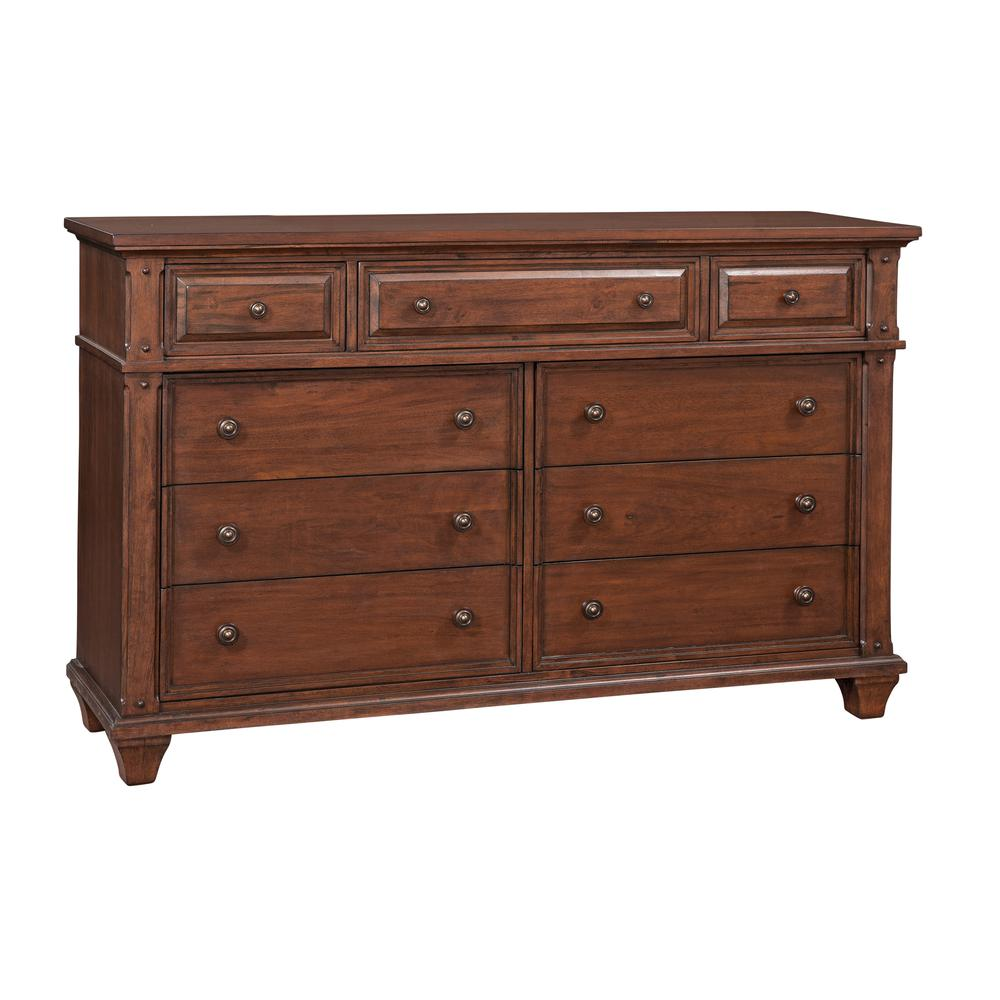 Sedona 9-Drawer Dresser – Cinnamon Cherry Transitional Bedroom Storage