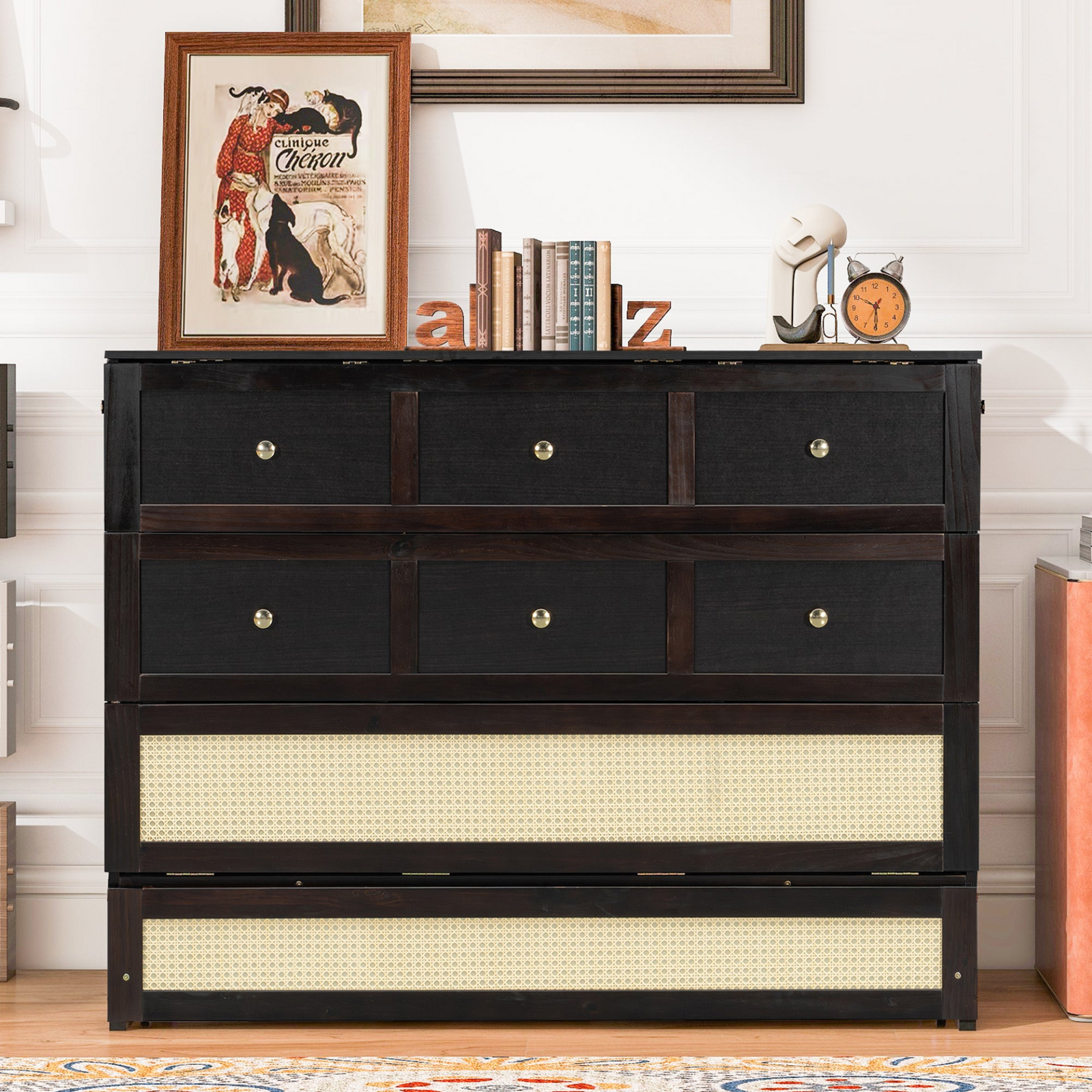 Full Size Murphy Bed with Large Drawers and Integrated Storage for Small Spaces
