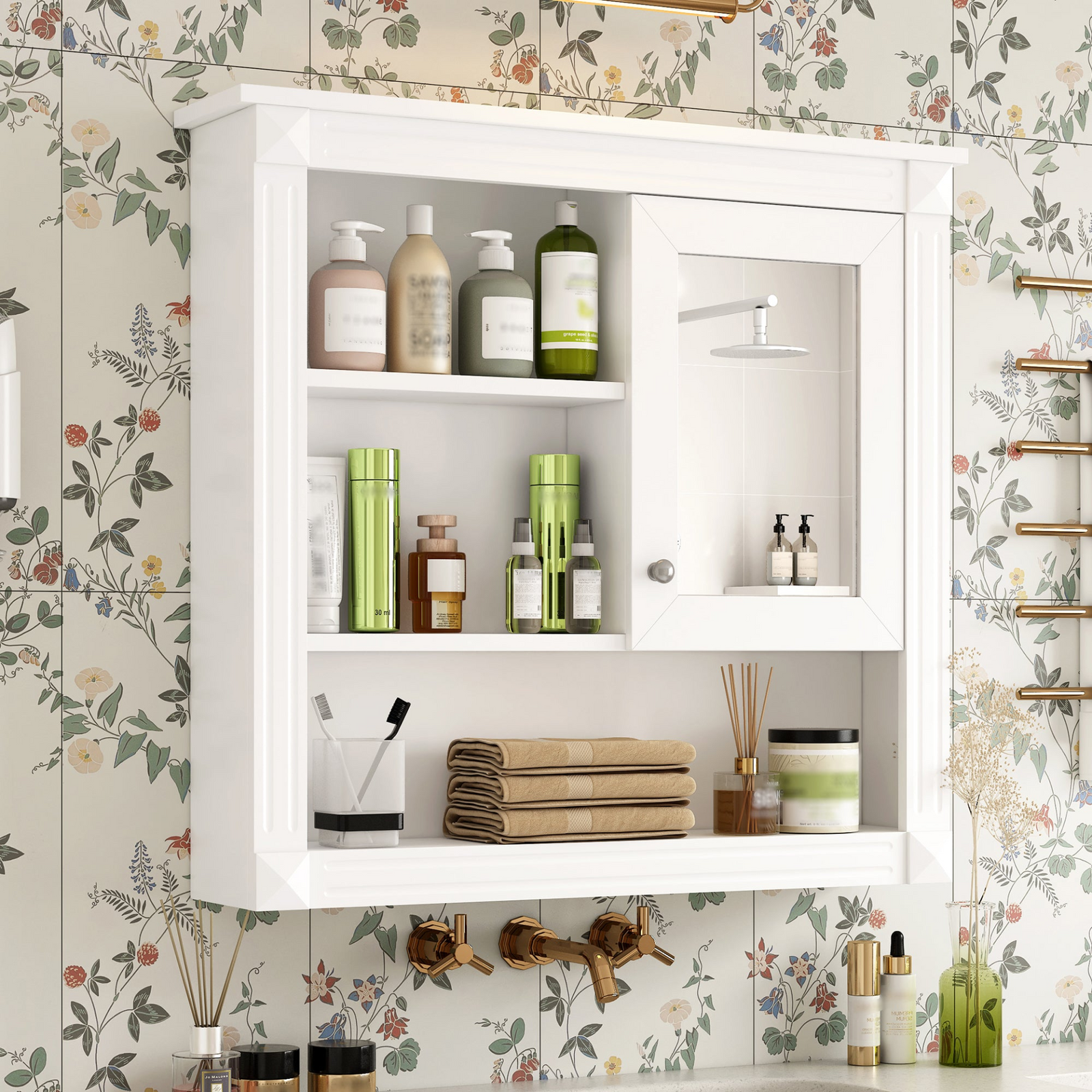 Bathroom Wall Cabinet with Mirror – Wall Mounted Medicine Cabinet Mirrored Door