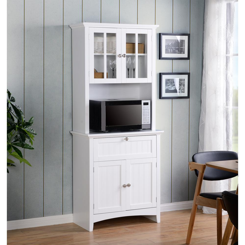 Buffet and Hutch with Framed Glass Doors and Drawer