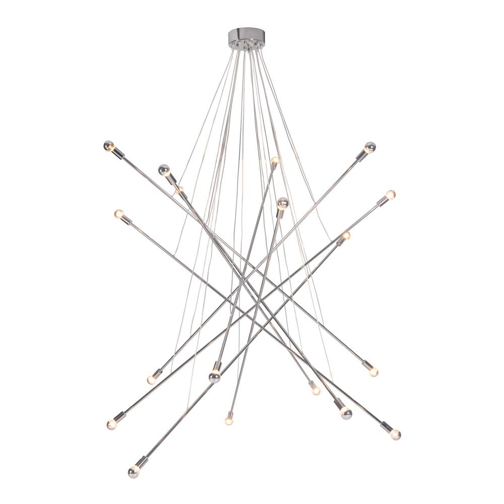Belief Chrome Ceiling Lamp with Criss-Cross Arms – Modern Sculptural Chandelier Lighting
