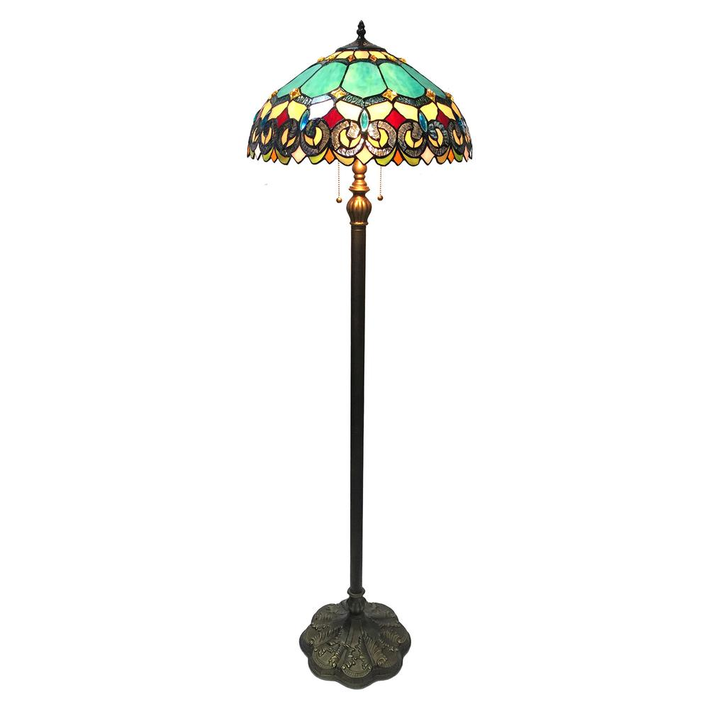 AUBREY Tiffany-Style 2 Light Victorian Floor Lamp – 18" Shade