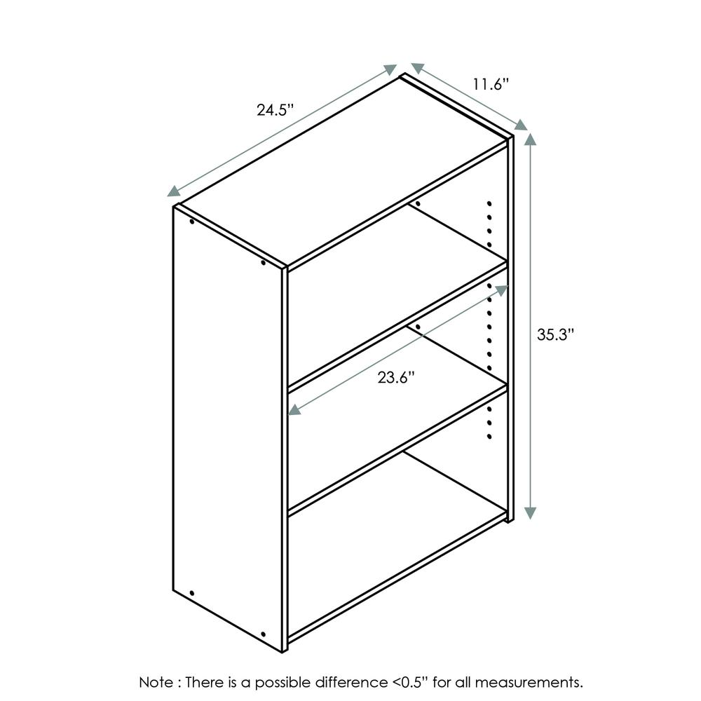 Furinno Wright 3-Shelf Bookcase, Soft White