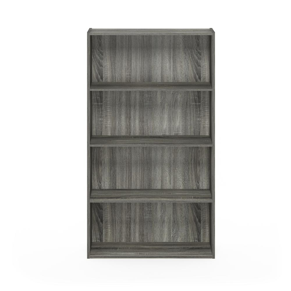 Furinno Pasir 4-Tier Open Shelf Bookcase – French Oak Grey Storage Display Unit