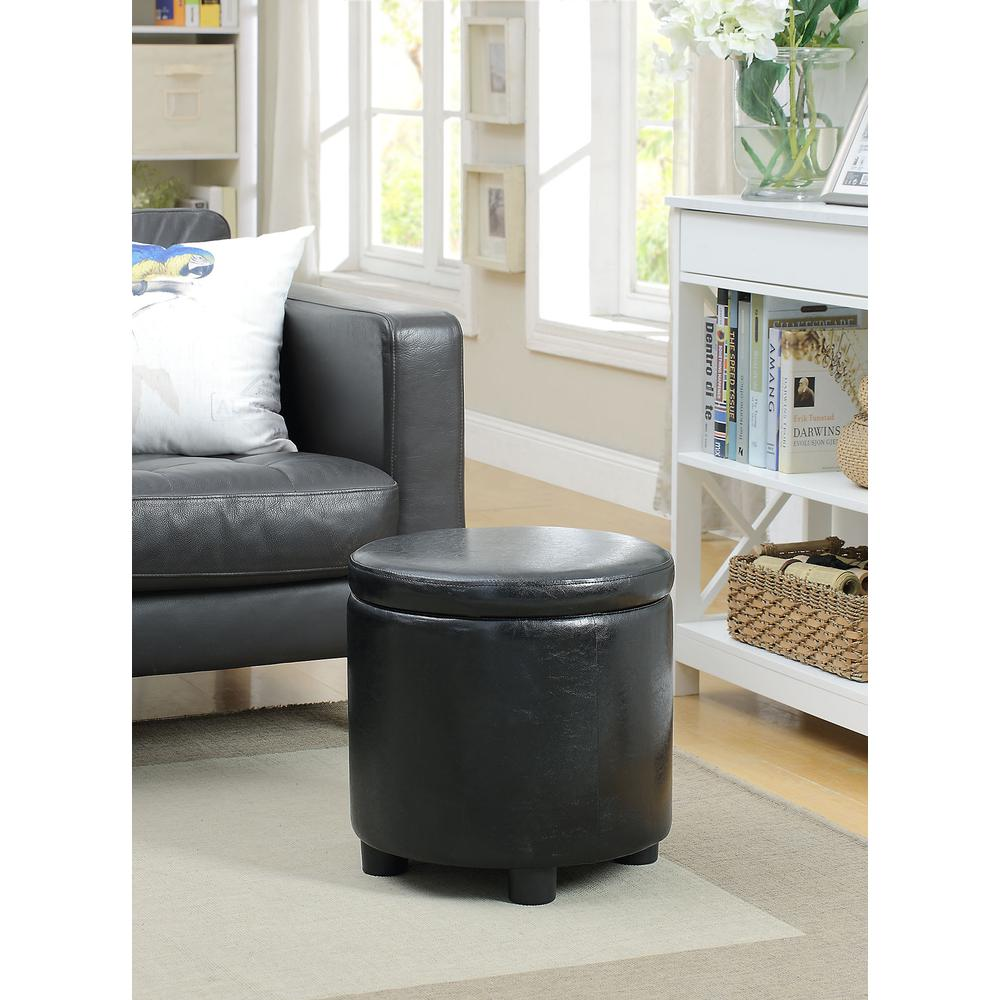 Designs 4 Comfort Round Accent Storage Ottoman with Reversible Tray Lid
