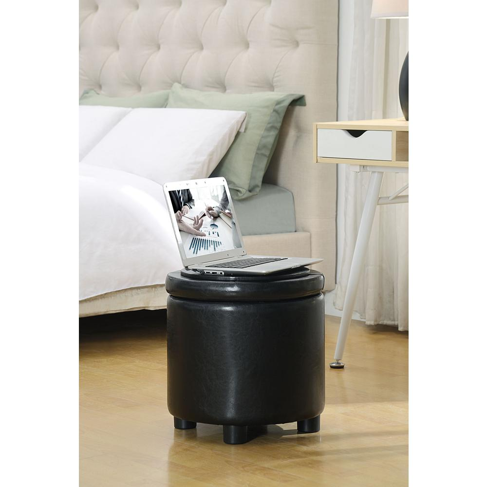 Designs 4 Comfort Round Accent Storage Ottoman with Reversible Tray Lid