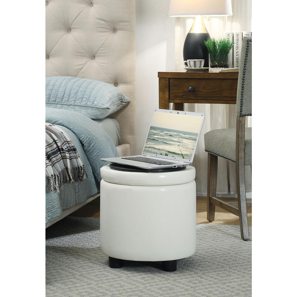 Designs 4 Comfort Round Accent Storage Ottoman with Reversible Tray Lid