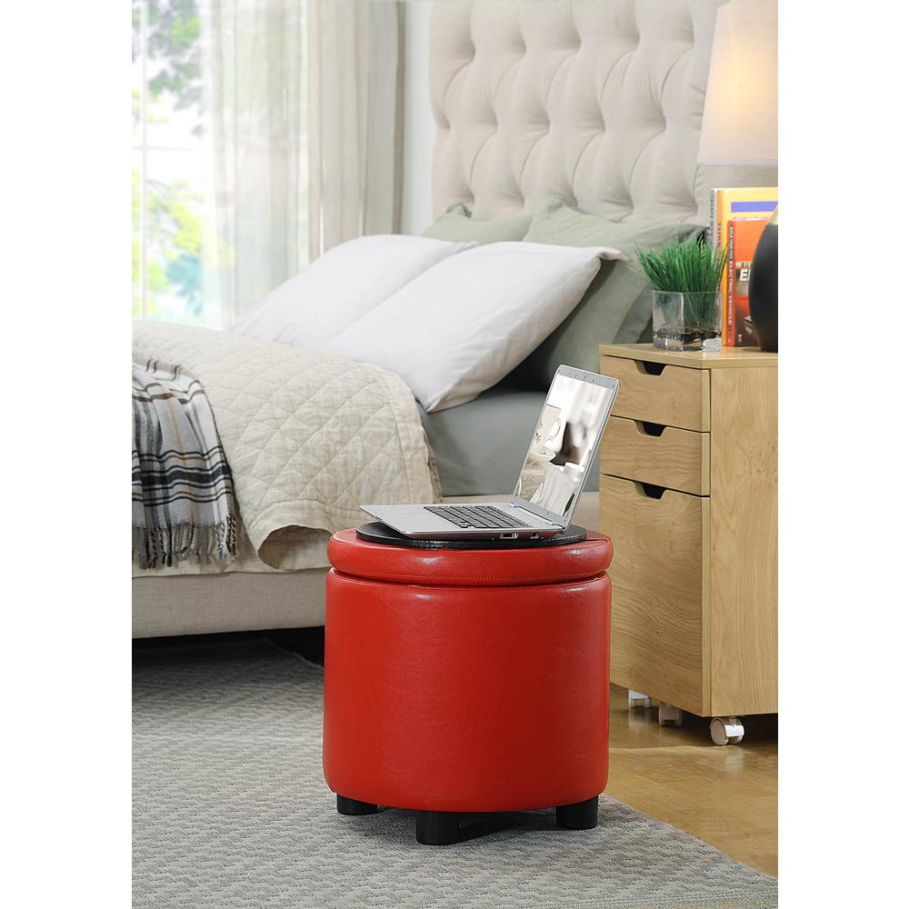 Designs 4 Comfort Round Accent Storage Ottoman with Reversible Tray Lid
