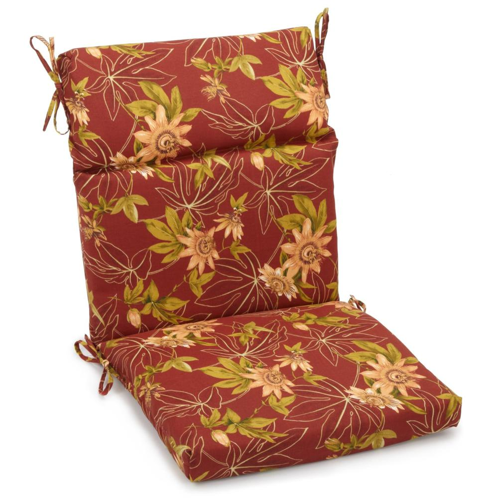 18-inch by 38-inch Spun Polyester Patterned Outdoor Squared Chair Cushion
