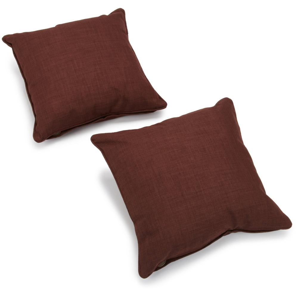 18-inch Double-corded Solid Outdoor Spun Polyester Square Throw Pillows with Inserts (Set of 2), Cocoa