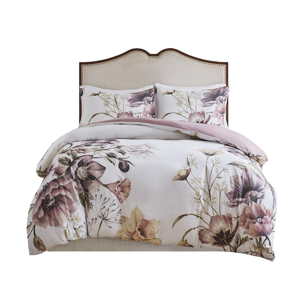 Cassandra 3 Piece Cotton Printed Duvet Cover Set, Blush color