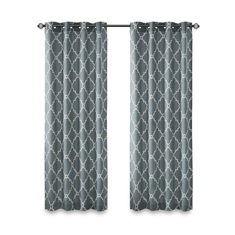Fretwork Print Grommet Top Window Curtain Panel