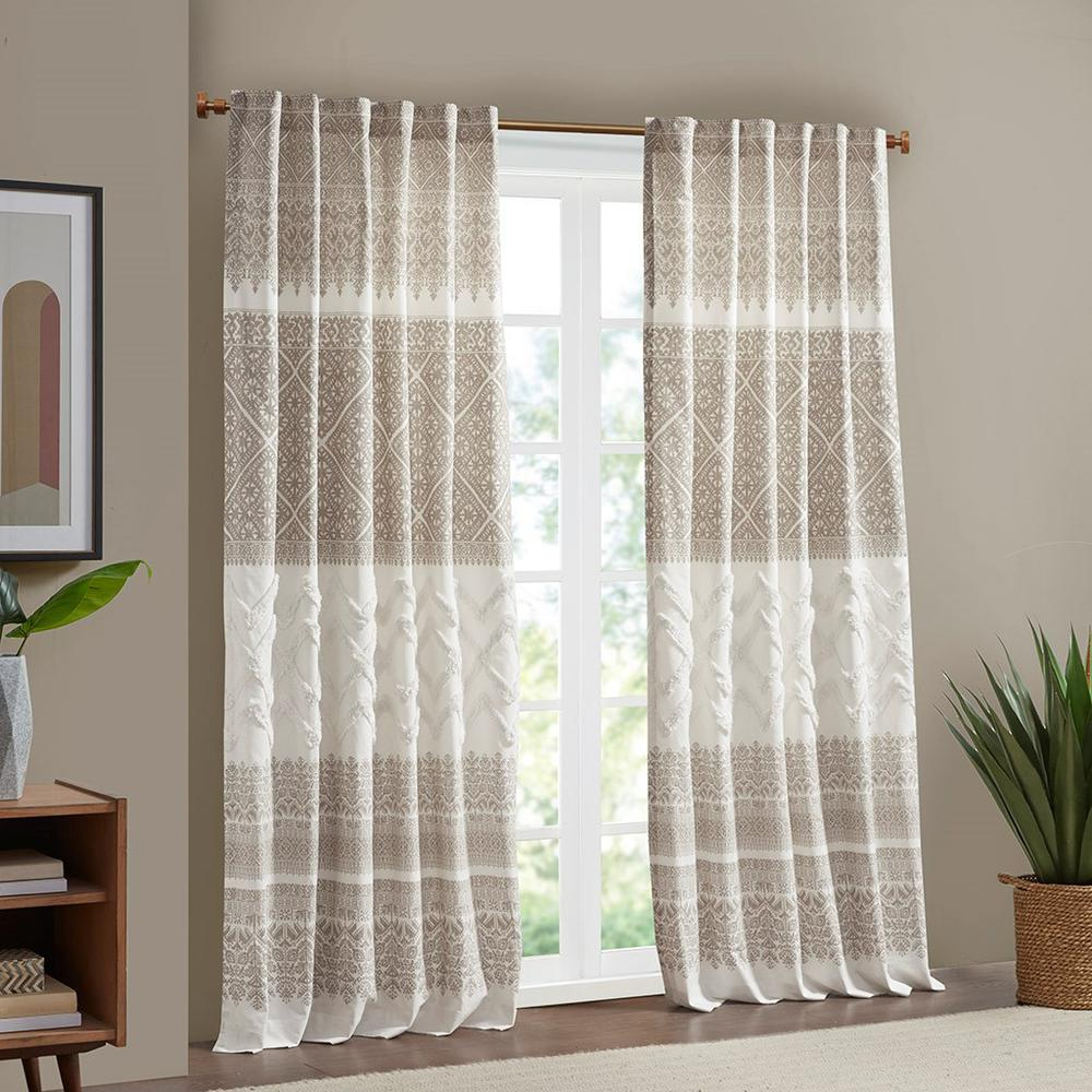Cotton Printed Curtain Panel with Chenille detail and Lining