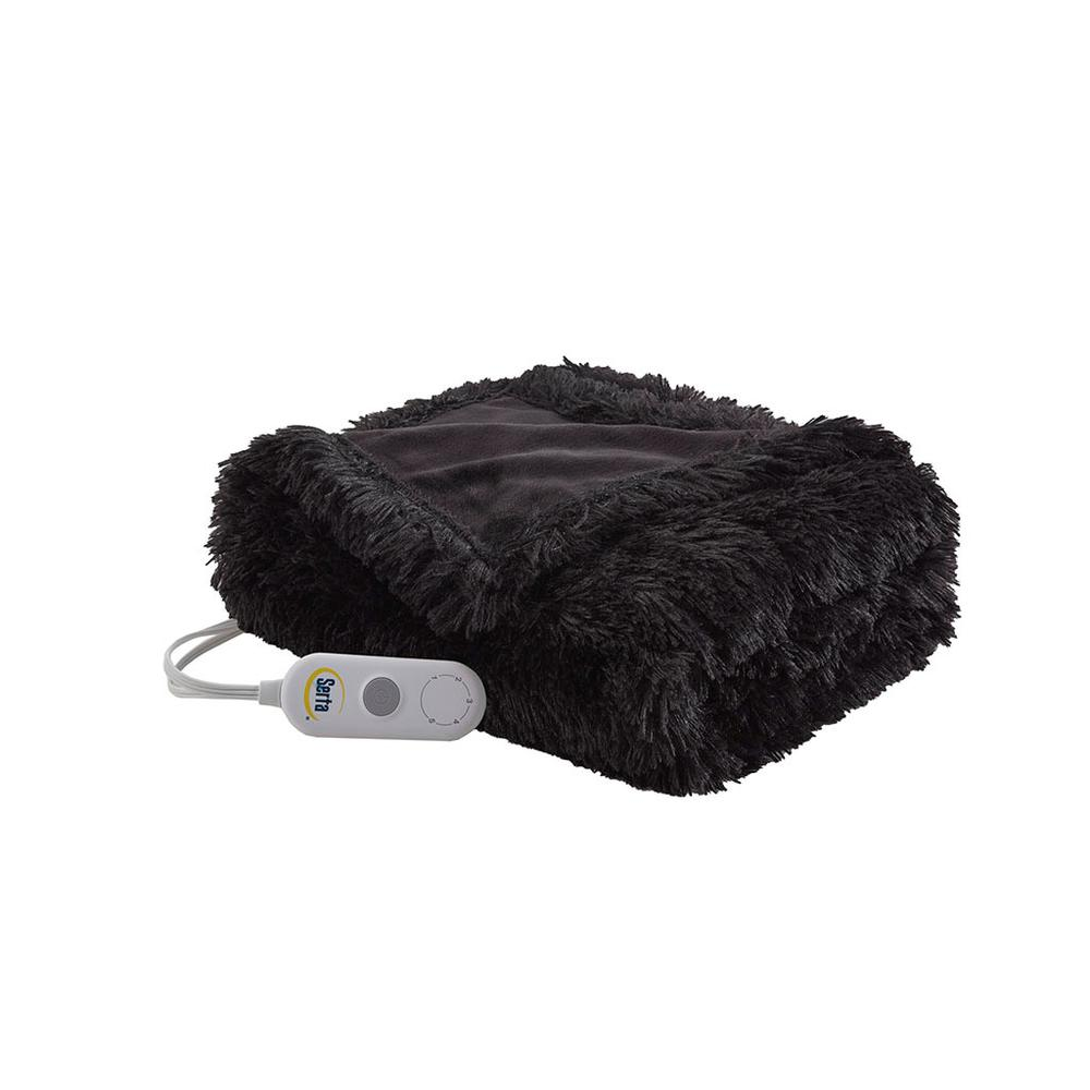 Shaggy Faux Fur Heated Throw