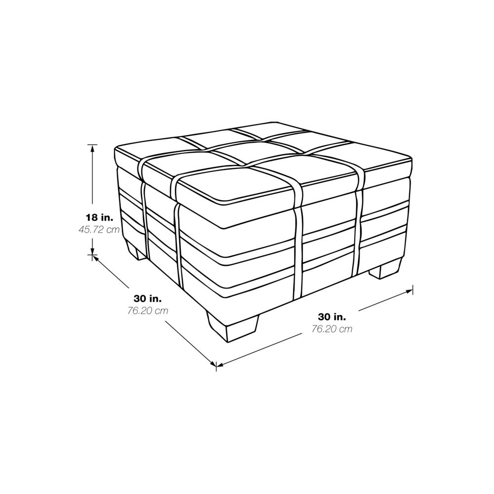 Detour Strap Square Storage Ottoman in Linen Fabric, DTR3030S-L32