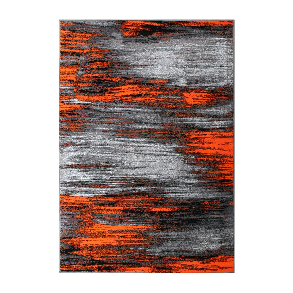 5' x 7' Orange Scraped Design Area Rug - Olefin Rug with Jute Backing