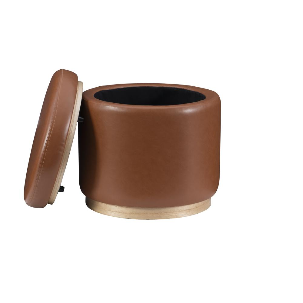 Blanche Storage Ottoman Caramel Pu