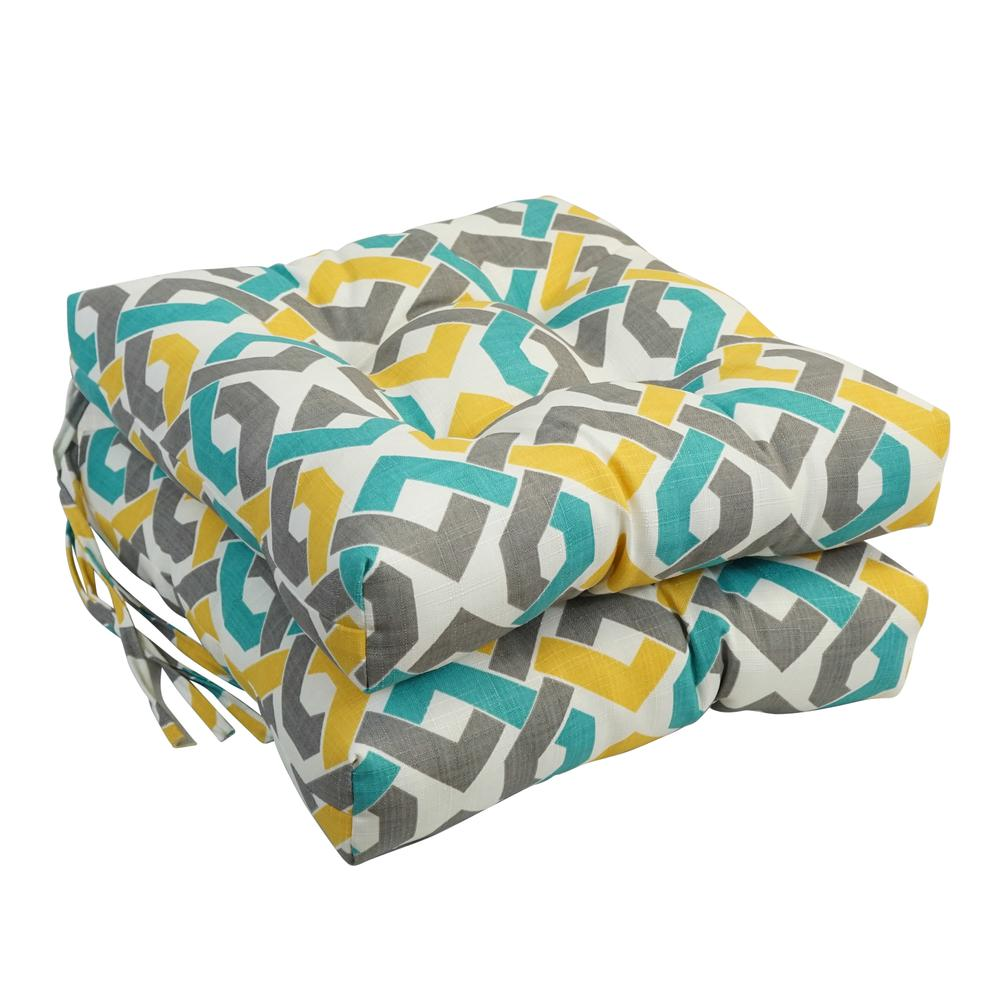 16-inch Spun Polyester Outdoor Square Tufted Chair Cushion