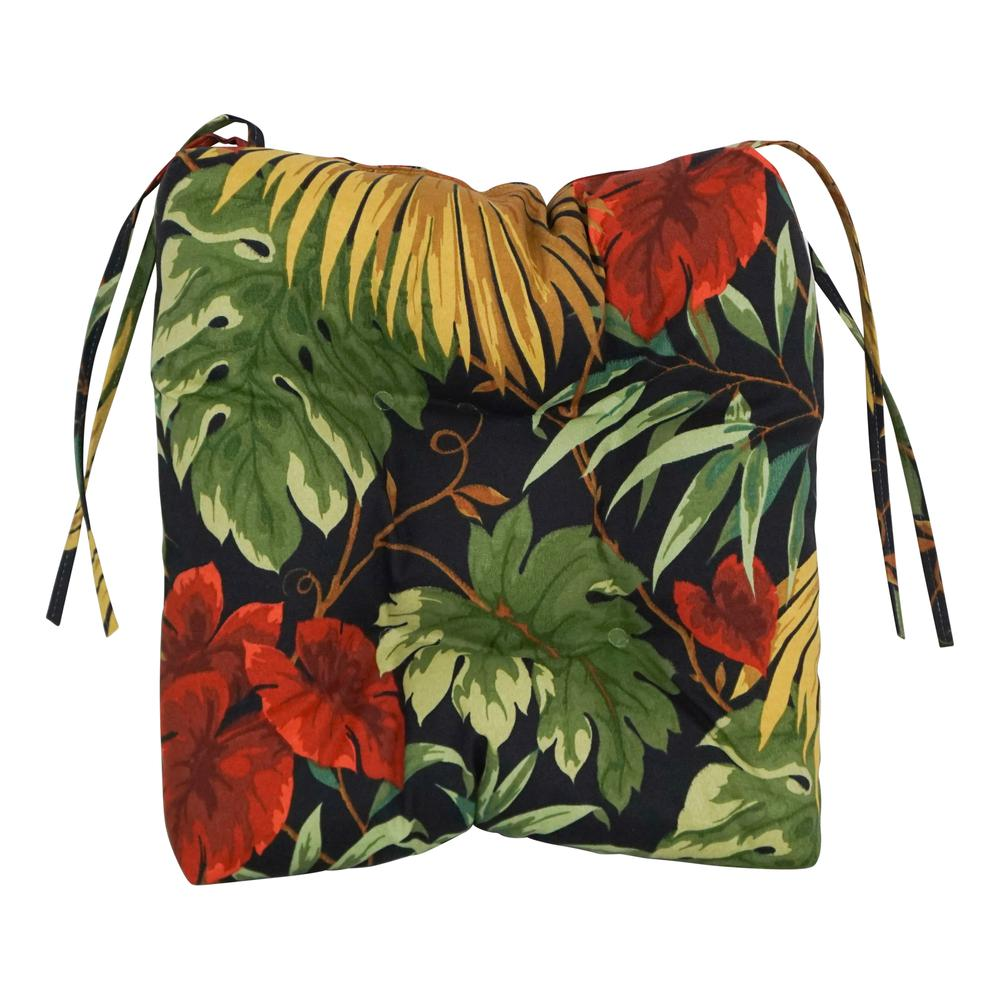 16-inch Spun Polyester Patterned Outdoor Square Tufted Chair Cushion