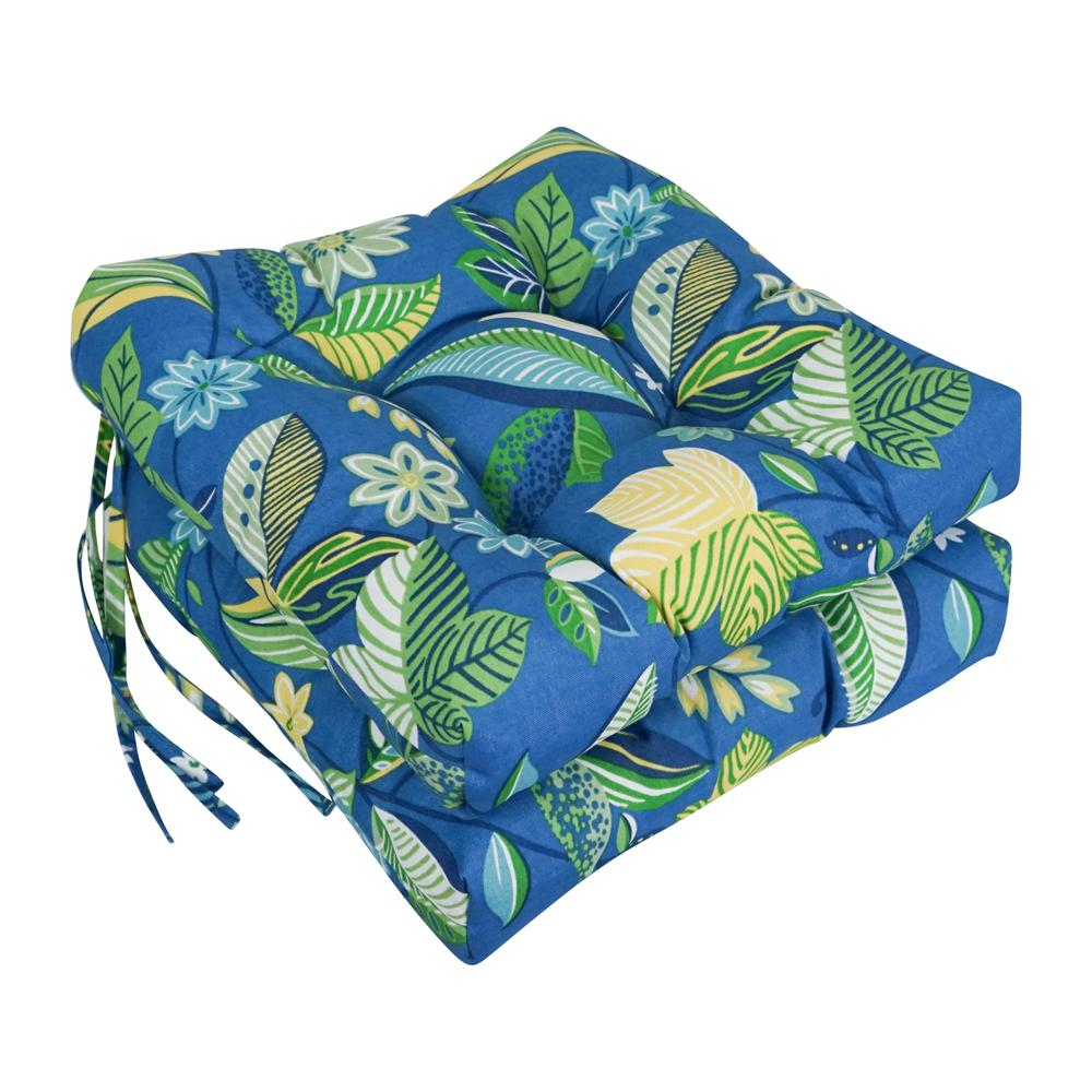 16-inch Spun Polyester Patterned Outdoor Square Tufted Chair Cushion