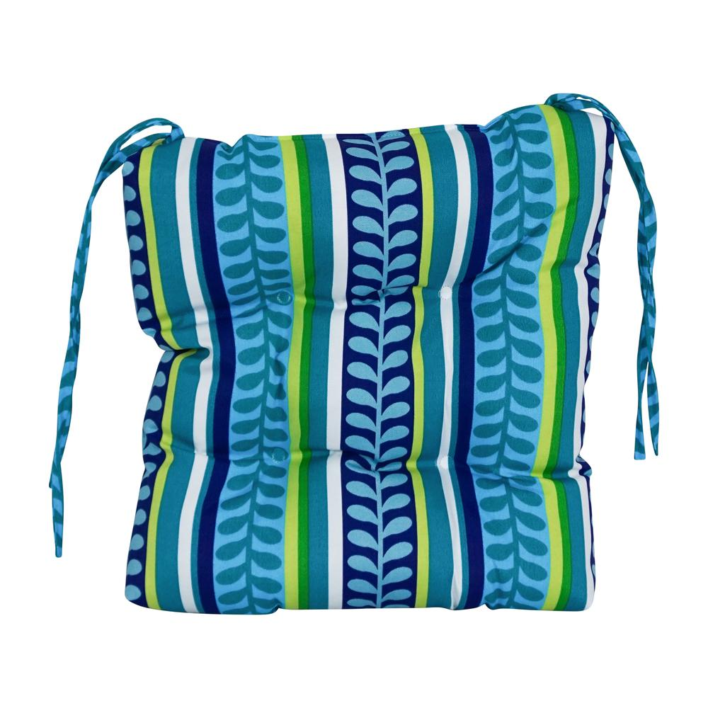 16-inch Spun Polyester Patterned Outdoor Square Tufted Chair Cushion