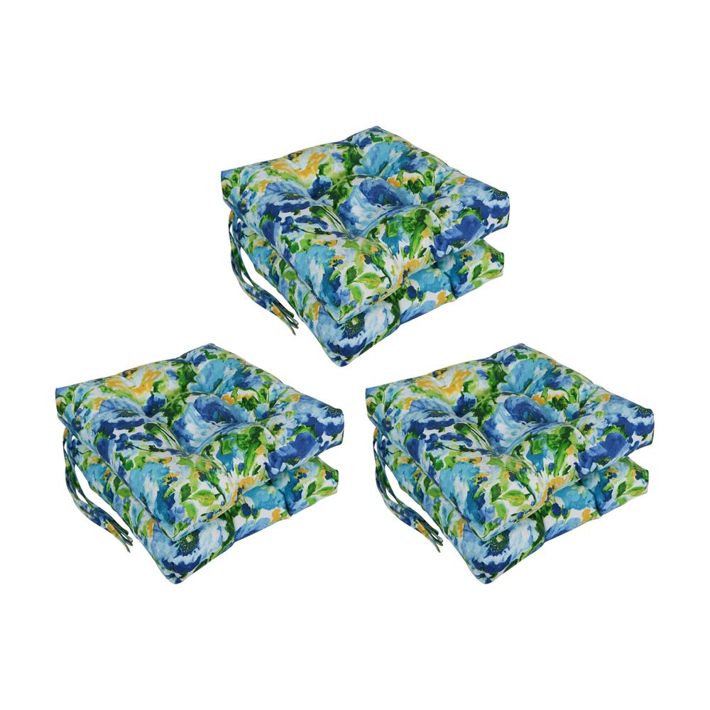 16-inch Spun Polyester Patterned Outdoor Square Tufted Chair Cushion