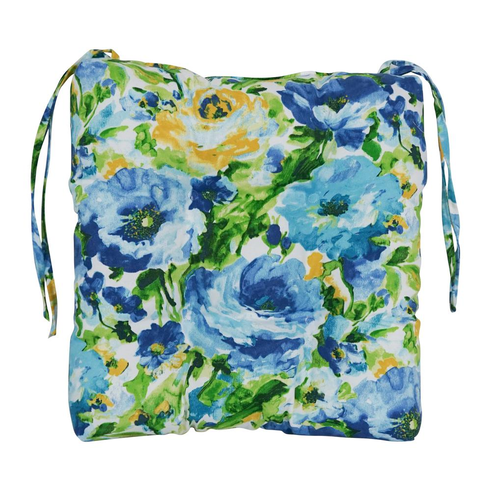 16-inch Spun Polyester Patterned Outdoor Square Tufted Chair Cushion