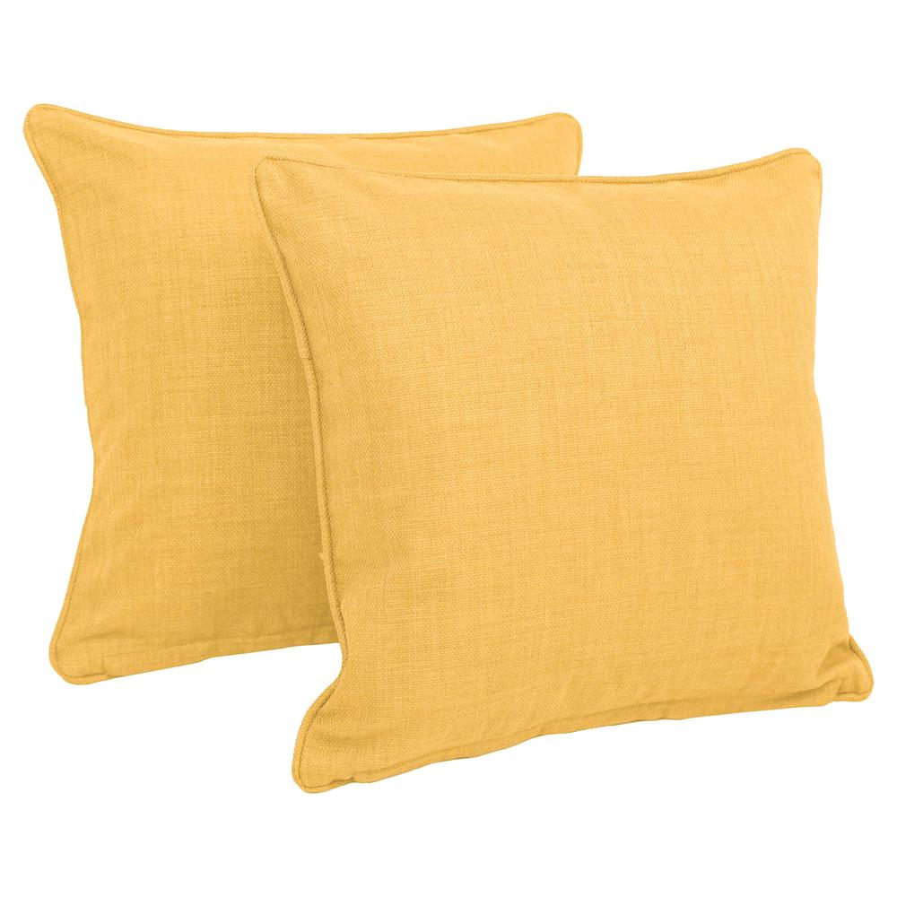 18-inch Double-corded Solid Outdoor Spun Polyester Square Throw Pillows with Inserts (Set of 2), Lemon