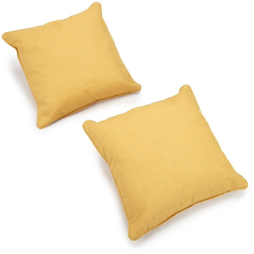 18-inch Double-corded Solid Outdoor Spun Polyester Square Throw Pillows with Inserts (Set of 2), Lemon
