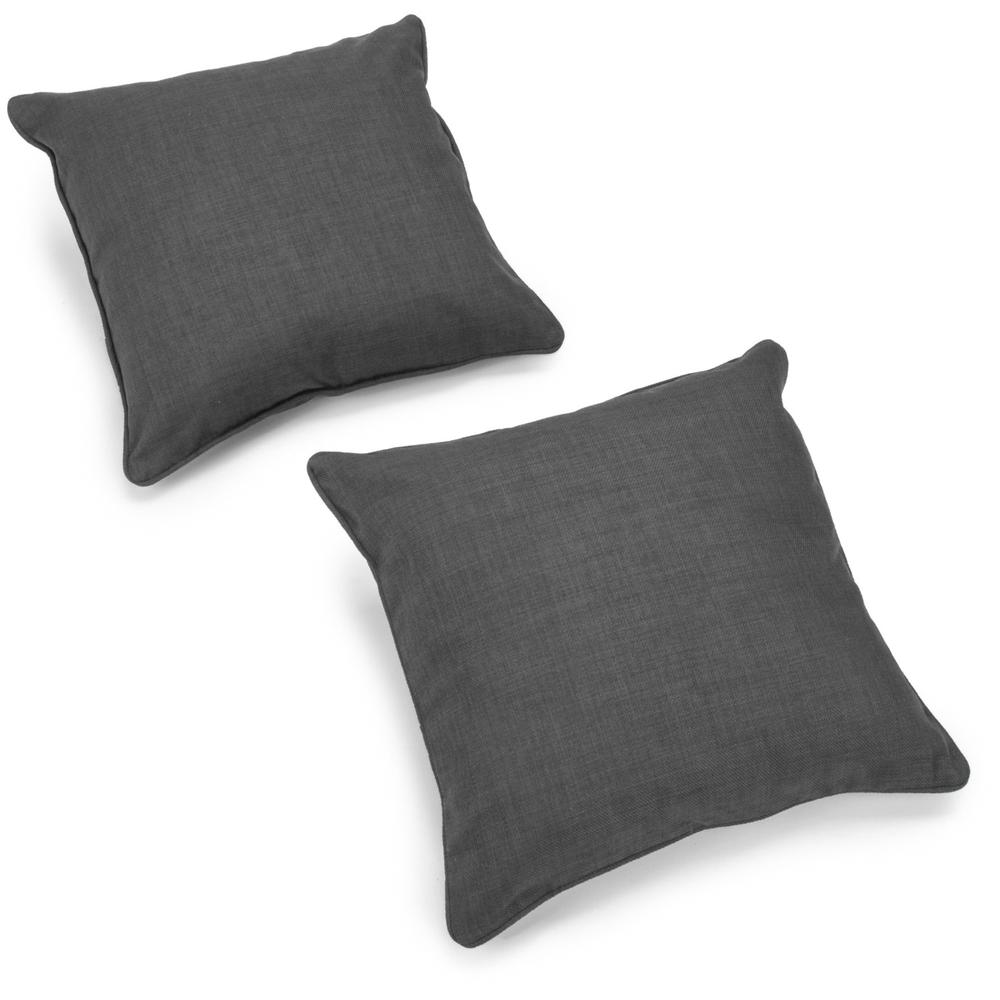 18-inch Double-corded Solid Outdoor Spun Polyester Square Throw Pillows with Inserts (Set of 2), Cool Gray
