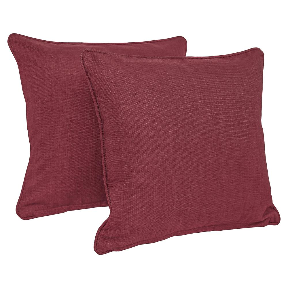 18-inch Double-corded Solid Outdoor Spun Polyester Square Throw Pillows with Inserts (Set of 2), Merlot