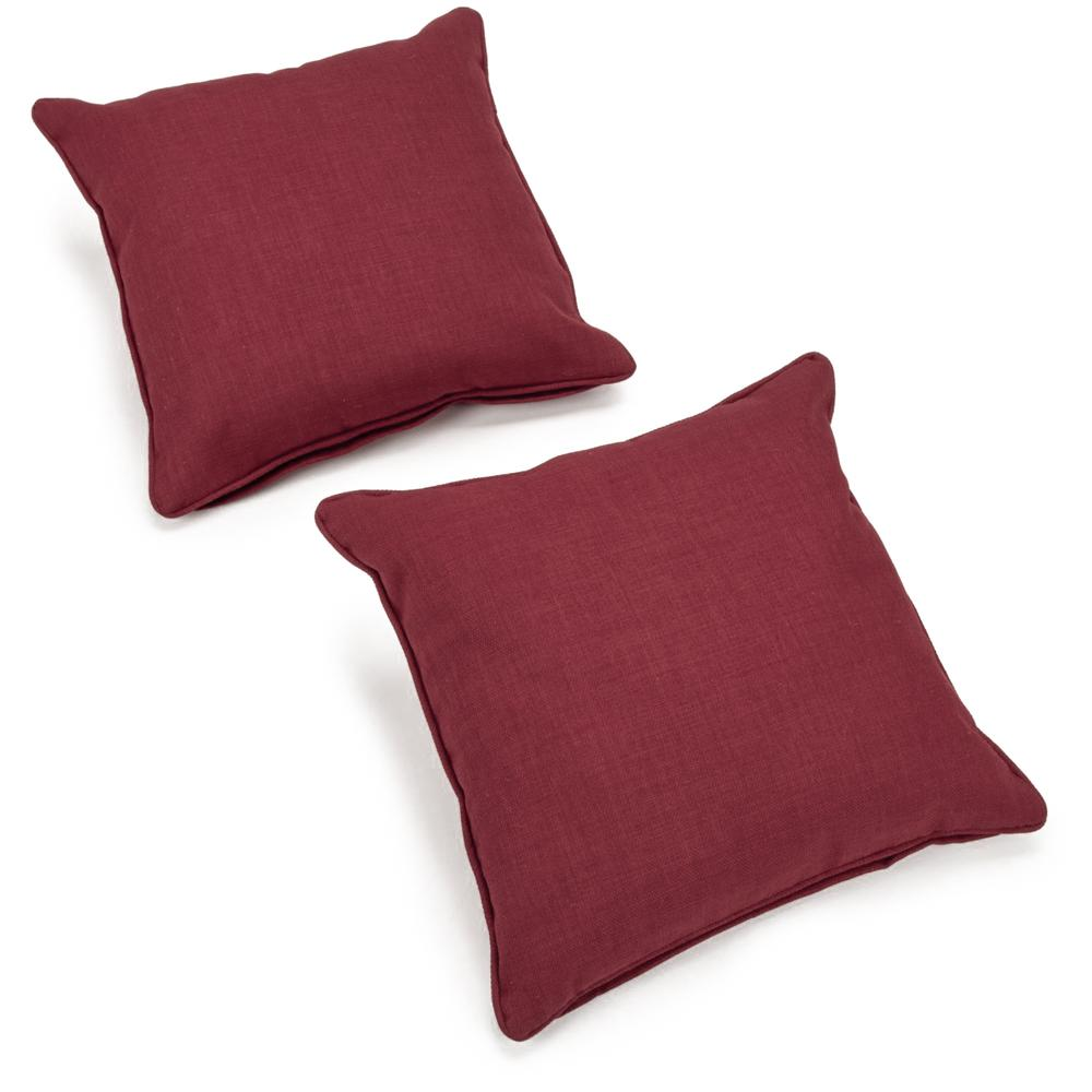 18-inch Double-corded Solid Outdoor Spun Polyester Square Throw Pillows with Inserts (Set of 2), Merlot