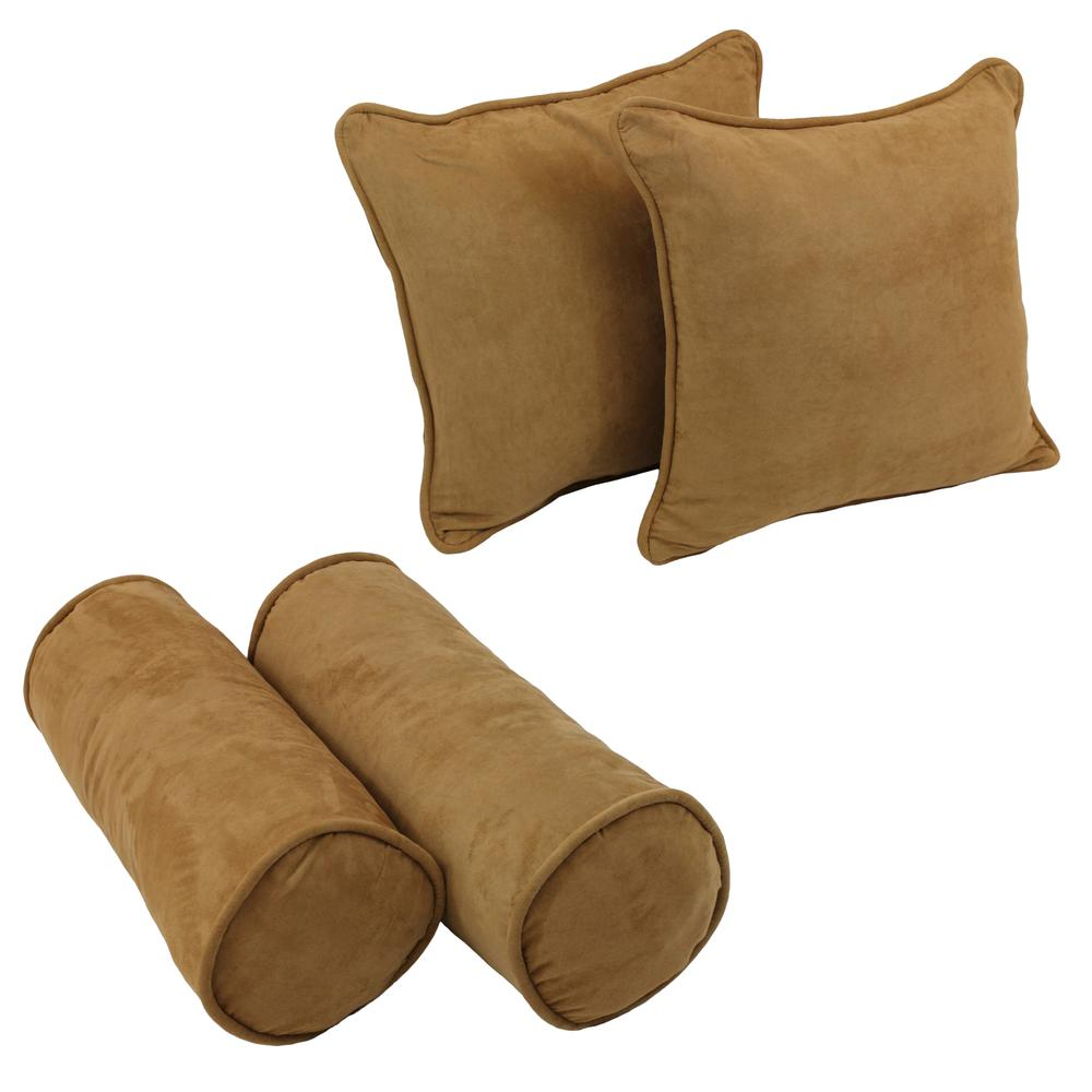 Double-corded Solid Microsuede Throw Pillows with Inserts (Set of 4)  9818-CD-S4-MS-CM