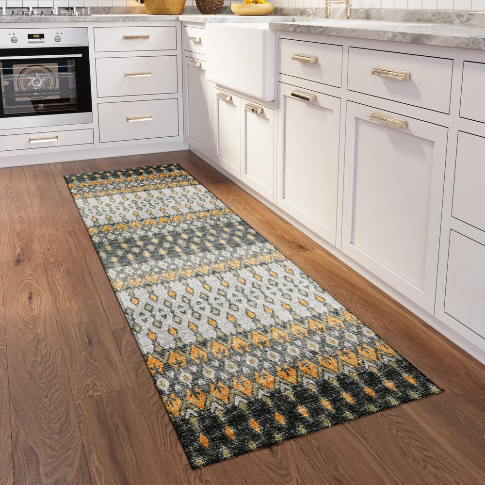 Bravado Grey Transitional Ikat 2'3" x 7'6" Runner Rug Grey ABV31