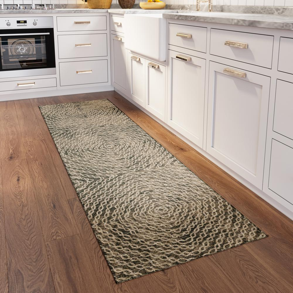 Bravado Mocha Transitional Geometric 2'3" x 7'6" Runner Rug Mocha ABV33