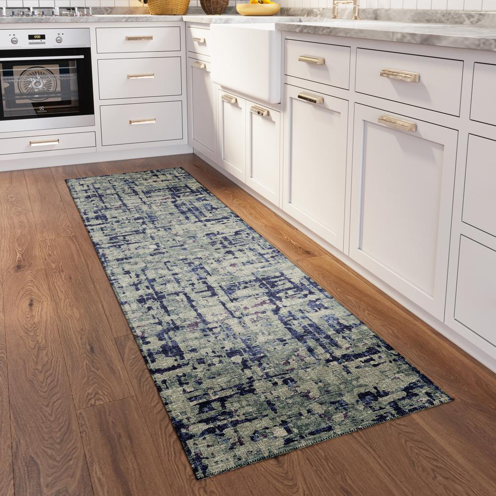 Bravado Purple Contemporary Abstract 2'3" x 7'6" Runner Rug Purple ABV35