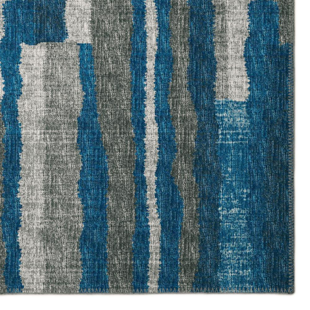 Bravado Blue Contemporary Striped 2'3" x 7'6" Runner Rug Blue ABV37