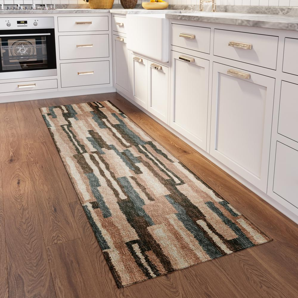 Bravado Earth Contemporary Striped 2'3" x 7'6" Runner Rug Earth ABV37