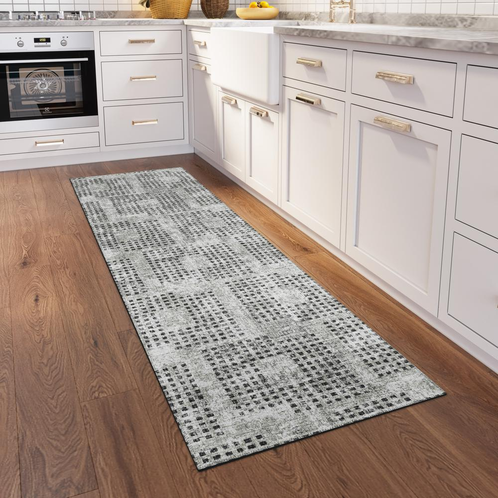 Eleanor Gray Contemporary Geometric 2'3" x 7'6" Runner Rug Gray AER31