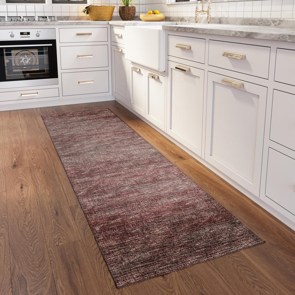 Marston Burgundy Transitional Striped 2'3" x 7'6" Runner Rug Burgundy AMA31