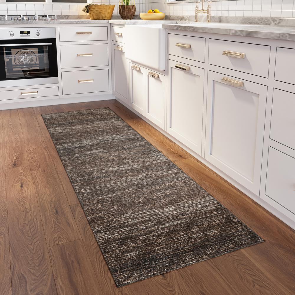 Marston Brown Transitional Striped 2'3" x 7'6" Runner Rug Brown AMA31