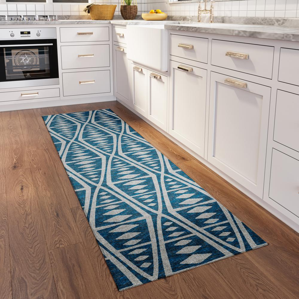 Yuma Blue Southwestern Southwest 2'3" x 7'6" Runner Rug Blue AYU36