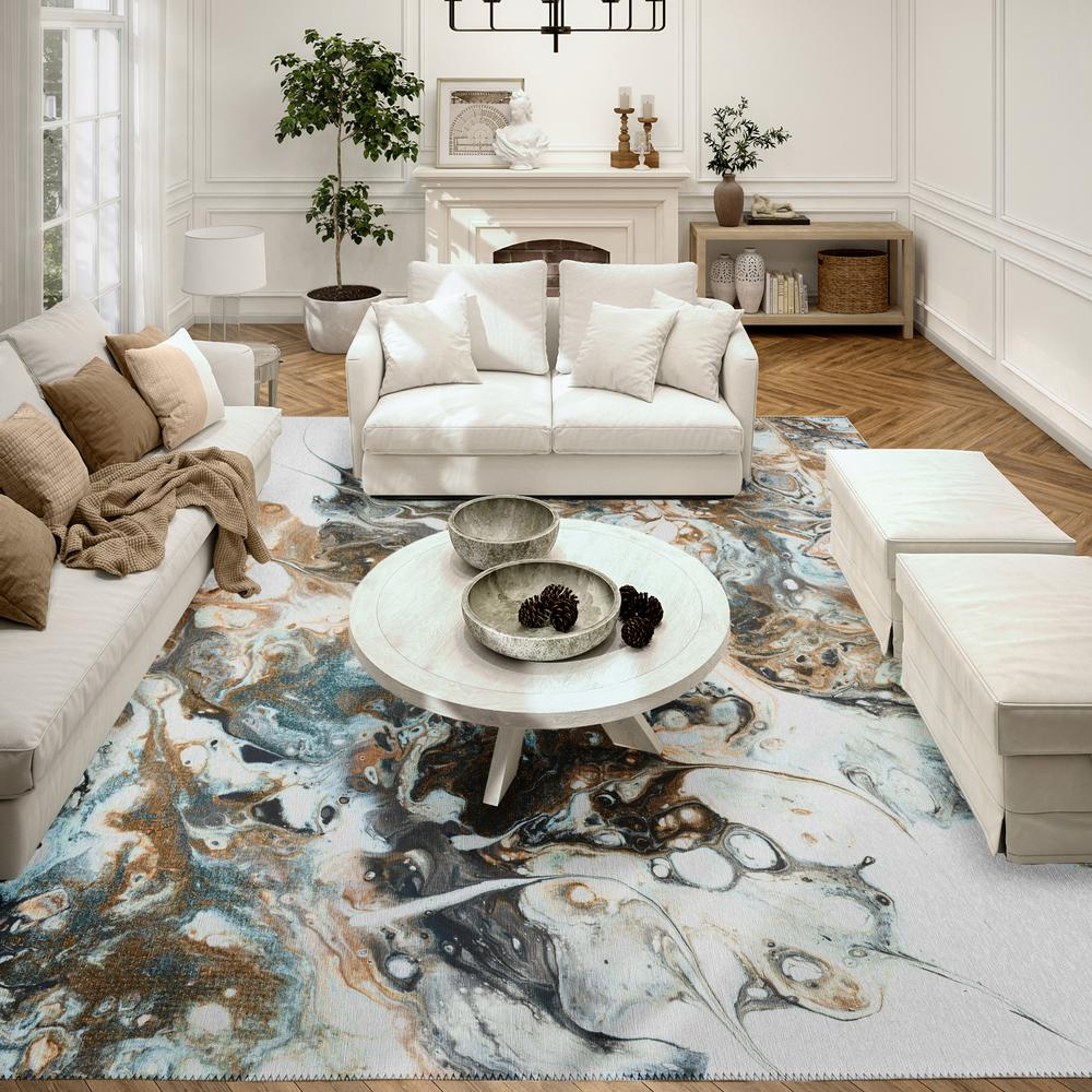 Karina Smoke Modern Abstract 3' x 5' Area Rug Smoke AKC41