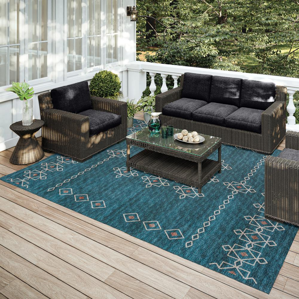 Yuma Blue Transitional Southwest 3' x 5' Area Rug Blue AYU33