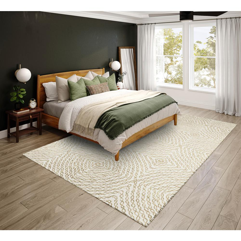 Bravado Linen Transitional Geometric 5' x 7'6" Area Rug Linen ABV33