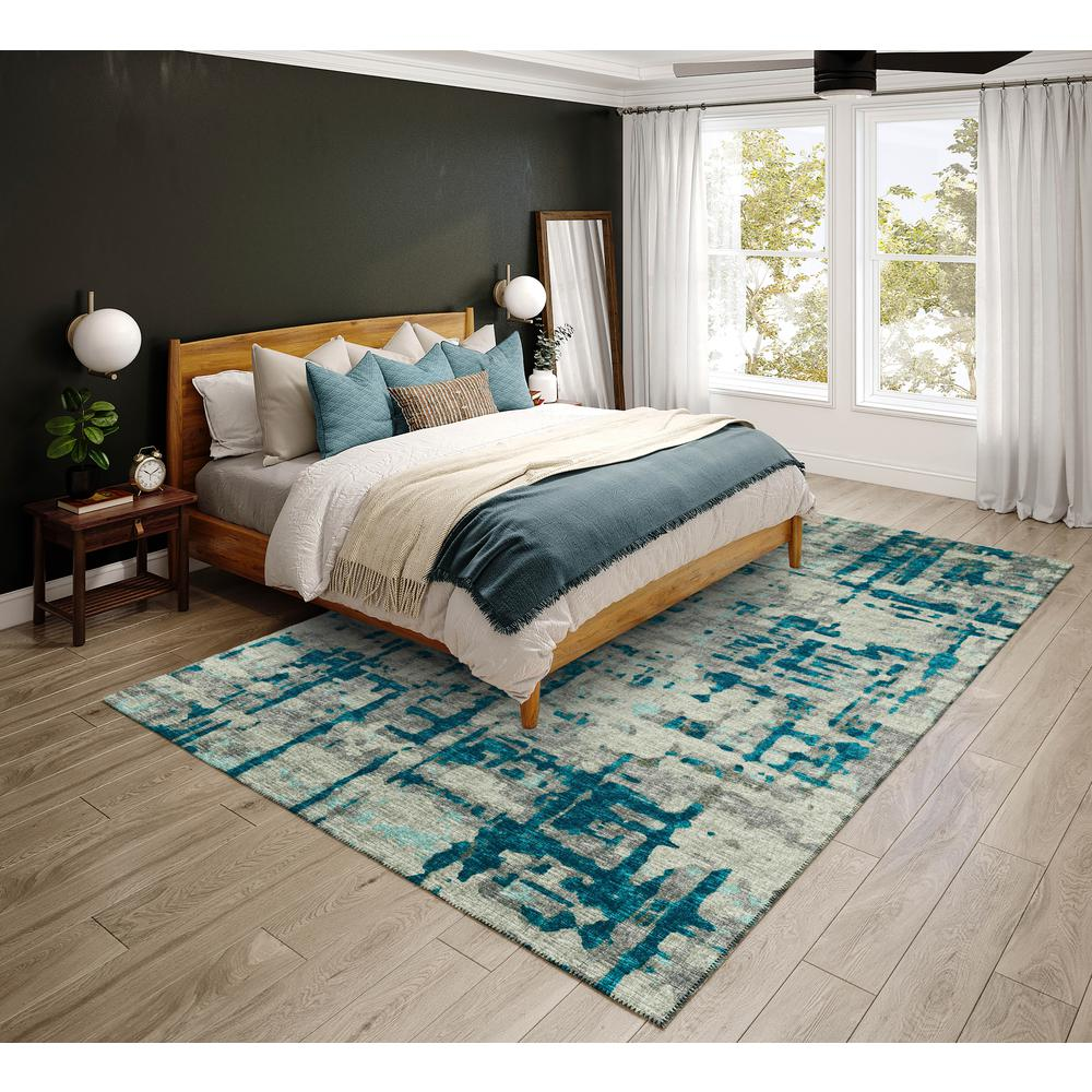 Bravado Peacock Contemporary Abstract 5' x 7'6" Area Rug Peacock ABV35
