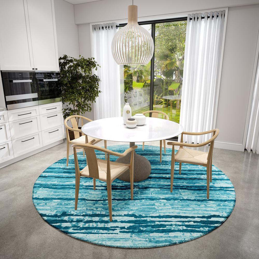 Bravado Blue Contemporary Stripe 8' x 8' Area Rug Blue ABV34