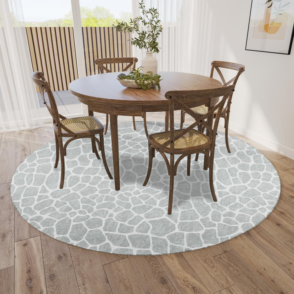 Safari Grey Animal Animal Print 8' x 8' Area Rug Grey ASF34