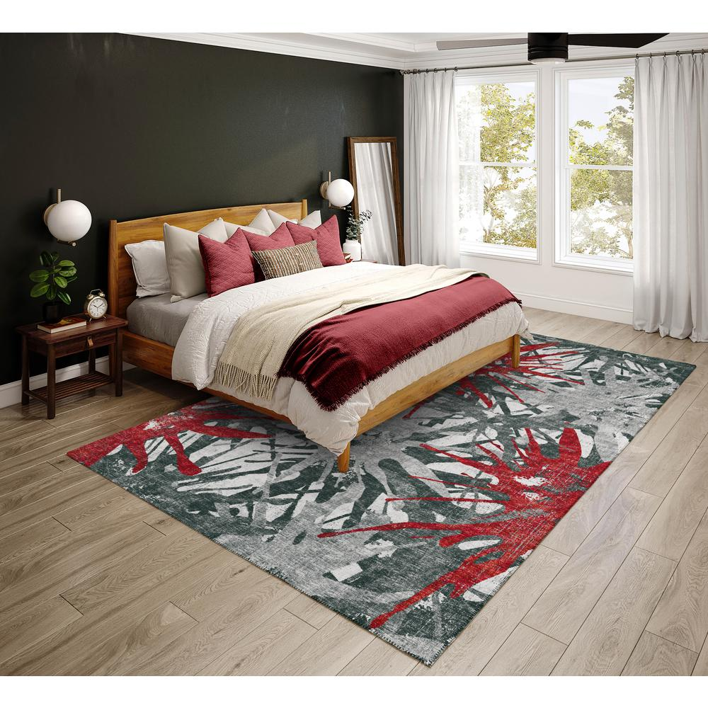 Bravado Red Contemporary Color Splash 8' x 10' Area Rug Red ABV36