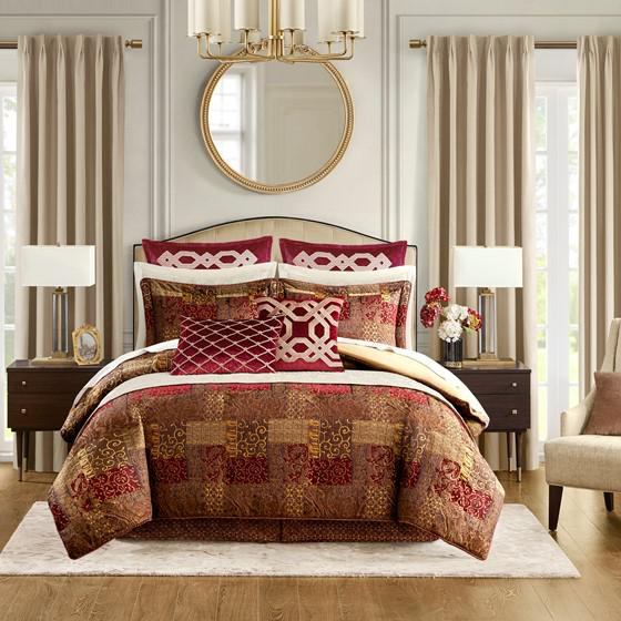 4 Piece Red Comforter Set